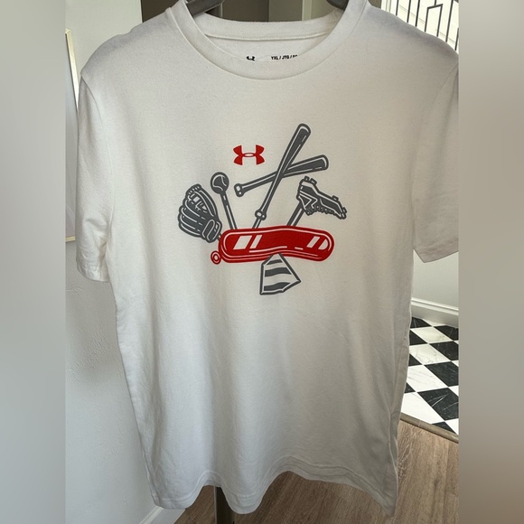Under Armour Kids White Baseball Graphic Tee - Picture 1 of 4